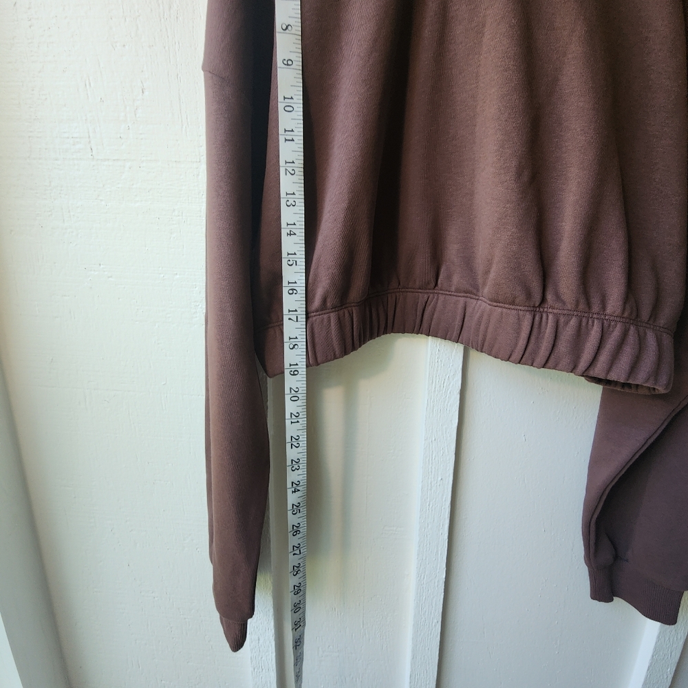 Naked Wardrobe French Terry Cropped Hoodie Chocolate Size 1X - Picture 8 of 10